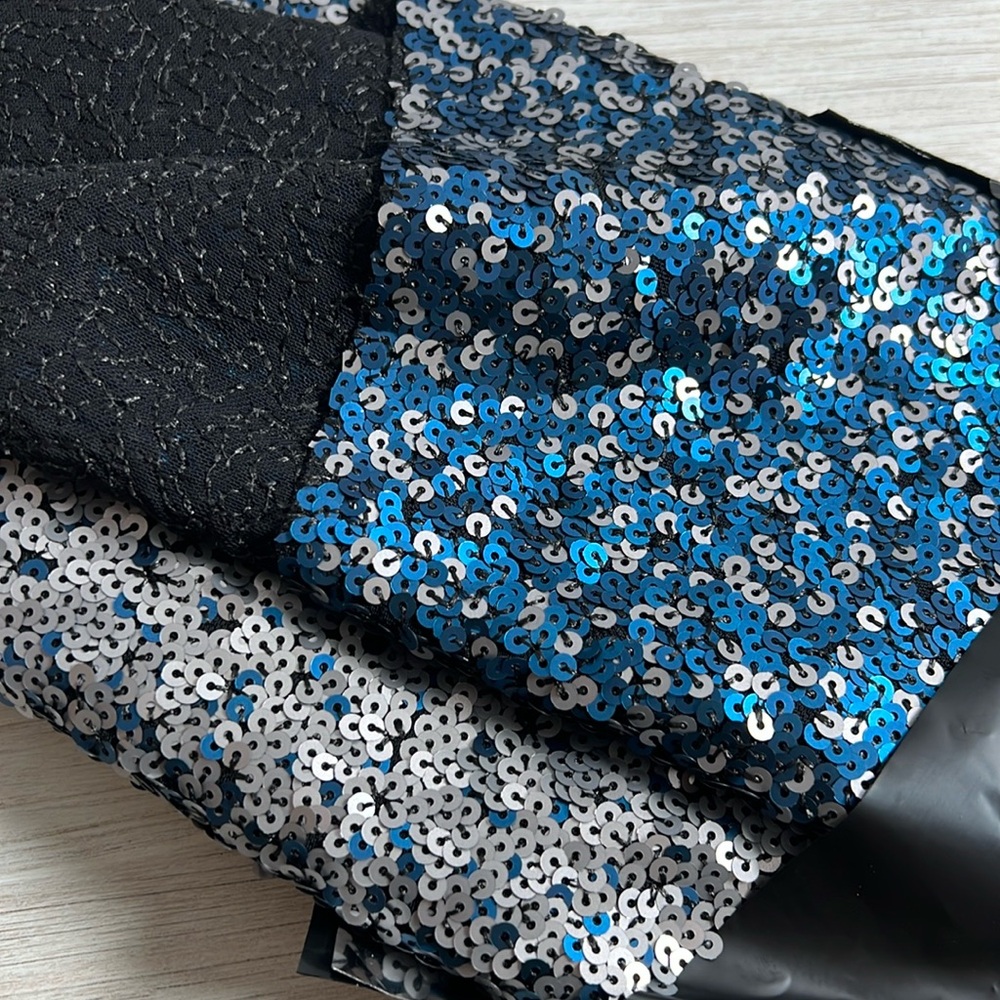 Fabric by the Yard Navy & Silver Ombré Sequin Mesh Fabric